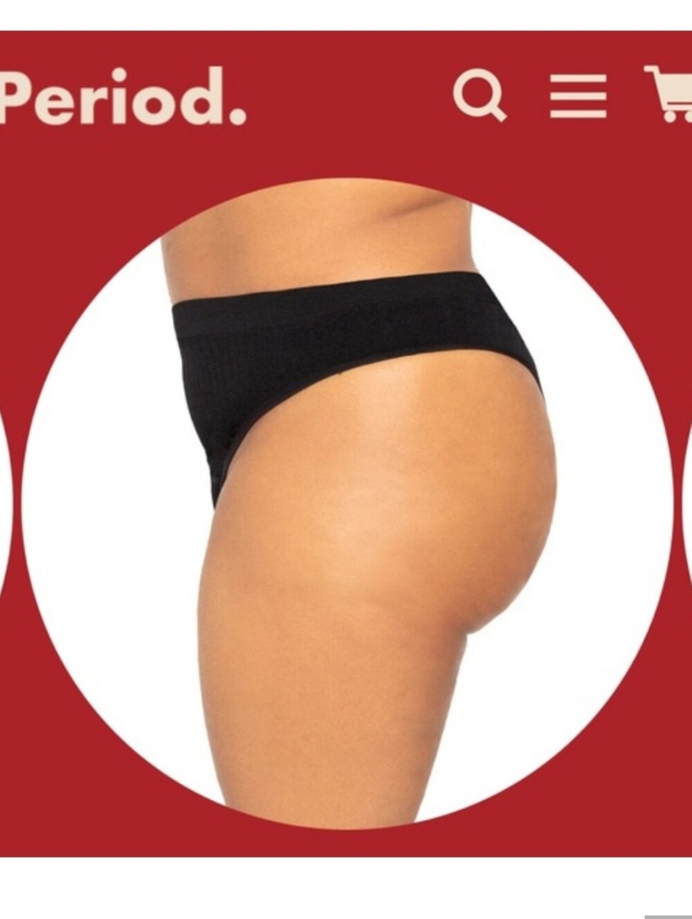 Period. The Thong In Sporty Stretch For Light Flow Organic Cotton Blend NIB Sz L - Picture 2 of 9